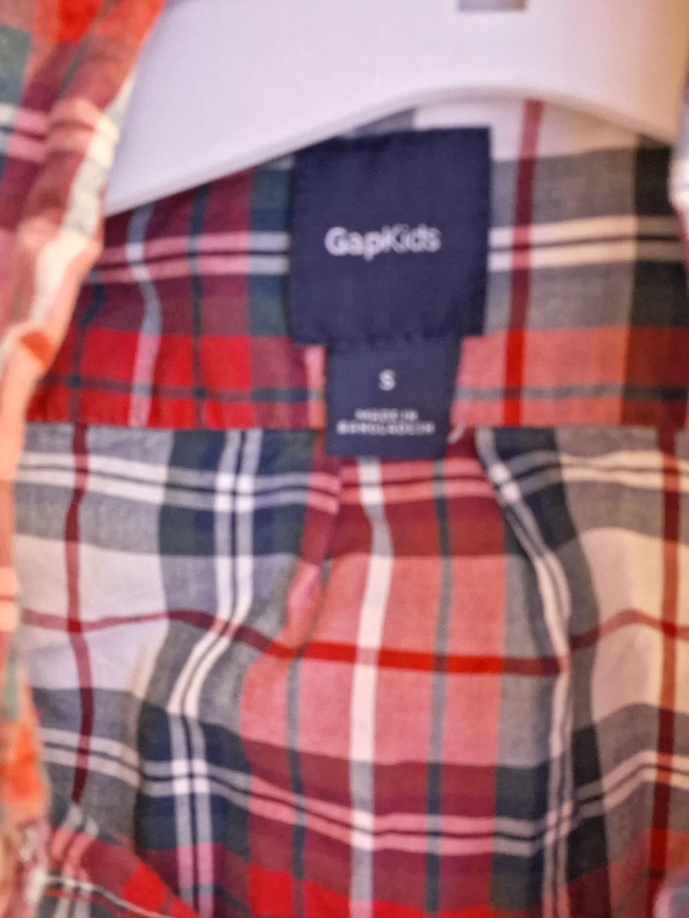 GAP Kids Red Navy & White Plaid Button-Down Shirt